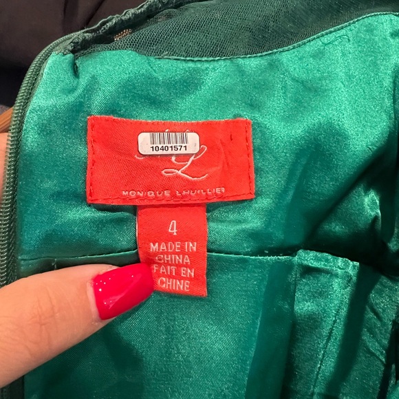 ML Monique Lhuillier Ivy Green Lace Mini Formal Event Dress Sleeveless - Picture 5 of 7